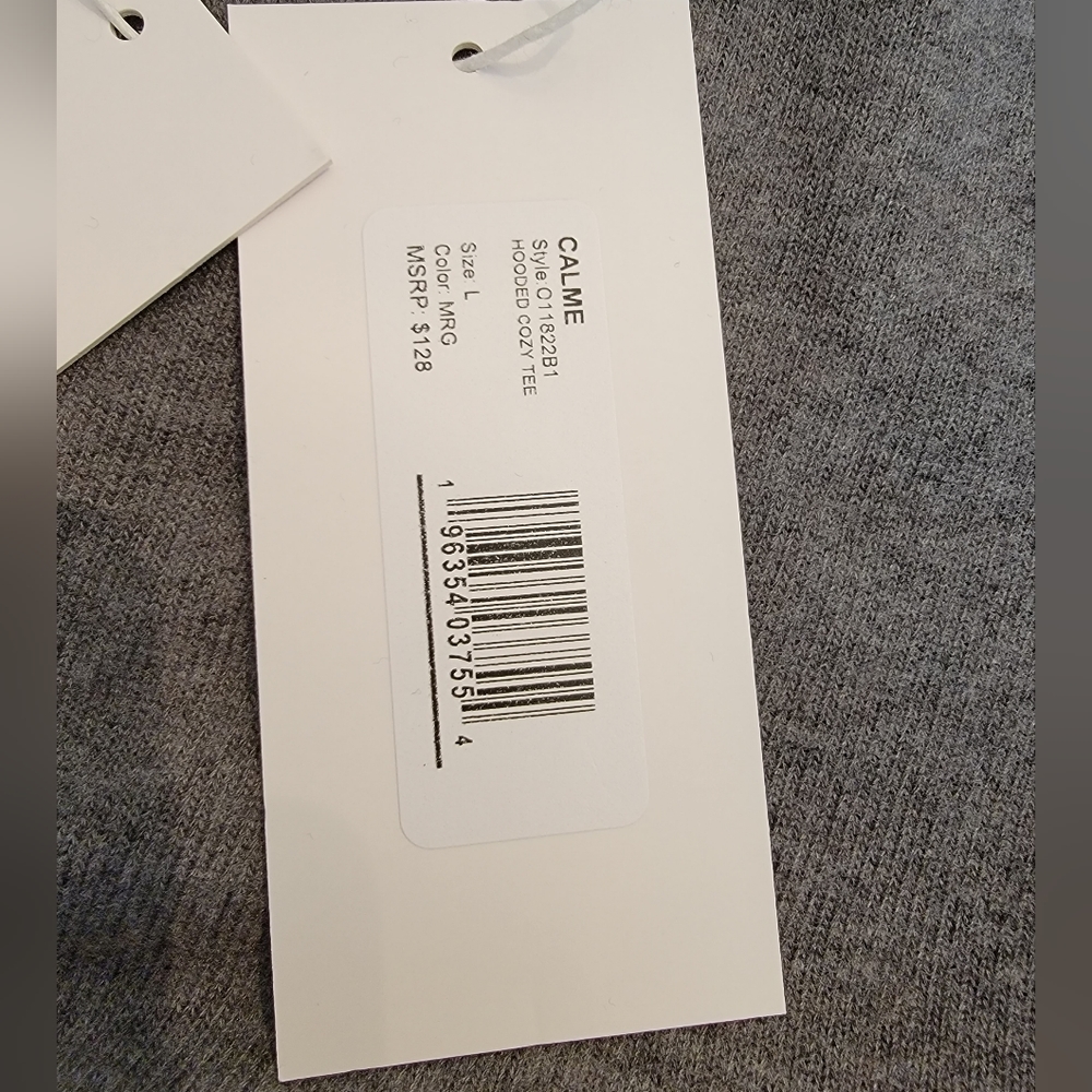 🔖👉🎉NWT🎉👉Johnny Was Calme Hooded Cozy Tee Gray Boxy Cropped T Shirt - Picture 6 of 9